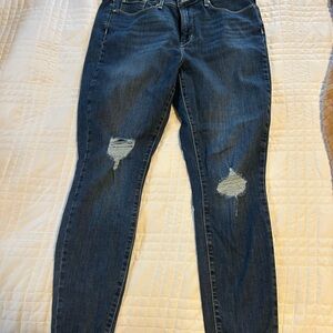Signature by Levi Strauss Blue Distressed Skinny Jeans-high rise  Size 16